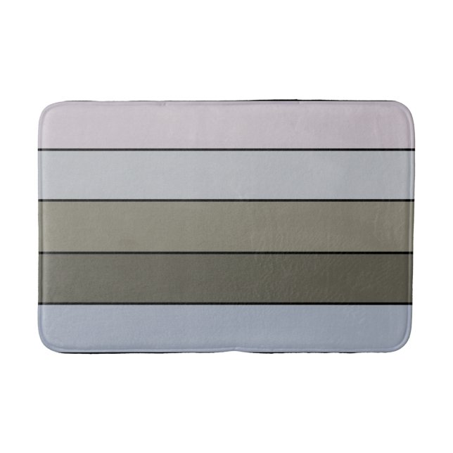 Grå Grönt och svart Rand på Papper vattenfärg Badrumsmatta (Framsidan)