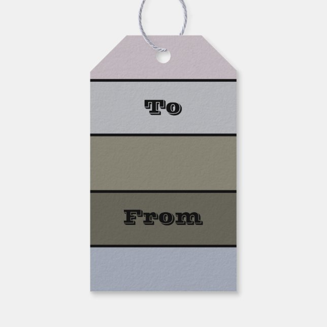 Grå Grönt och svart Rand på Papper vattenfärg Presentetikett (Baksidan)