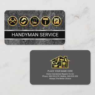 Grå Grunge-vägg Guld Handyman-verktyg Visitkort