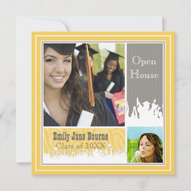 Grå & Gul Senior Bild Klass 2012 Inbjudningar (Framsida)