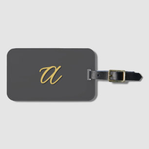 Grå Guld Färg Monogram Professionell Bagagebricka