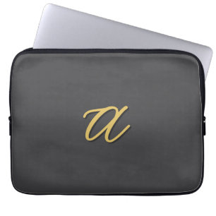 Grå Guld Färg Monogram Professionell Laptop Fodral