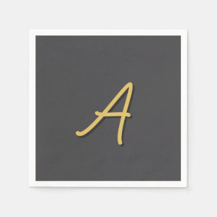 Grå Guld Färg Monogram Professionell Pappersservett