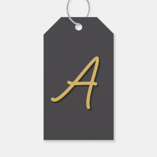 Grå Guld Färg Monogram Professionell Presentetikett (Framsidan)