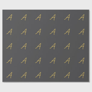 Grå Guld Färg Monogram Professionell Presentpapper