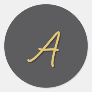 Grå Guld Färg Monogram Professionell Runt Klistermärke