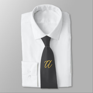 Grå Guld Färg Monogram Professionell Slips