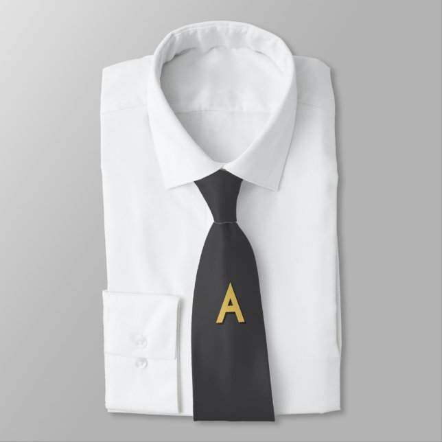 Grå Guld Färg Monogram Professionell Slips (Bunden)
