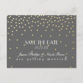 Grå & Guld Folie Prickar Save The Date Postkort Meddelande Vykort