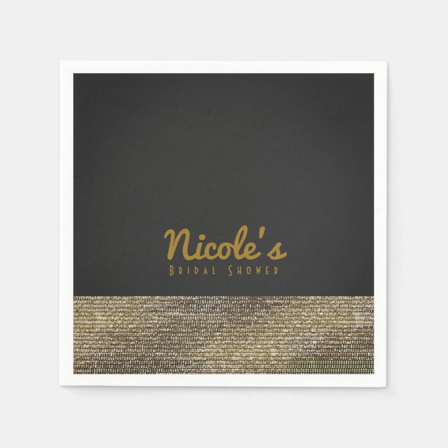 Grå & Guld Modern Glamör Sequins Chic Elegant Part Pappersservett (Framsidan)