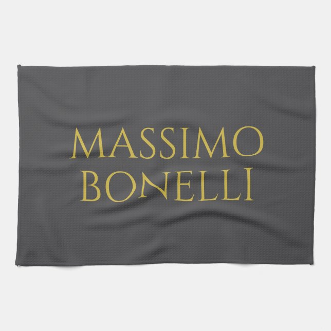 Grå & Guld Modern Minimalistisk Elegant Ditt Namn Kökshandduk (Horisontell)