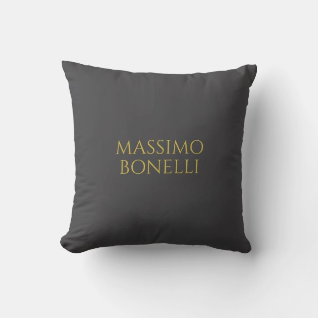 Grå & Guld Modern Minimalistisk Elegant Ditt Namn Kudde (Framsida)