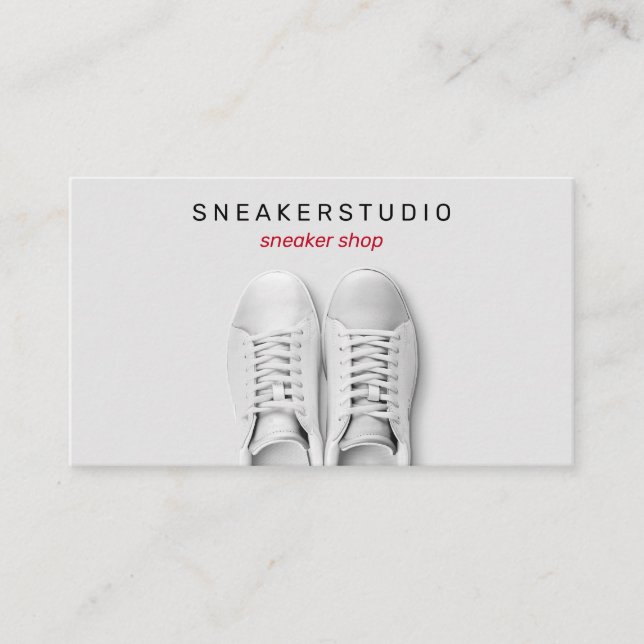 Grå gym sneakers sport skor visitkort (Framsida)