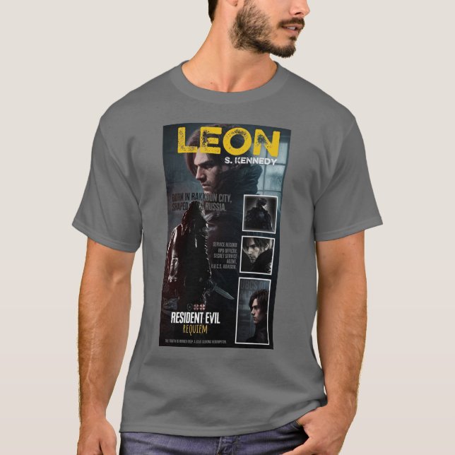 Grå halvärmad t-shirt med Resident Evil-design (Framsida)