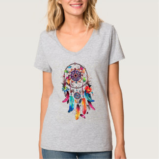 Grå halvärmad V-ringad T-tröja T Shirt