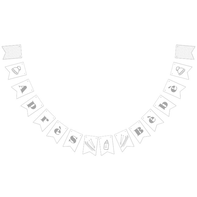 Grå Handritad Après Bébé Bebis Shower Vimplar (Alla)