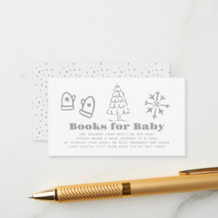 Grå Handritad Vinter Baby Shower Bokförfrågan Tilläggskort