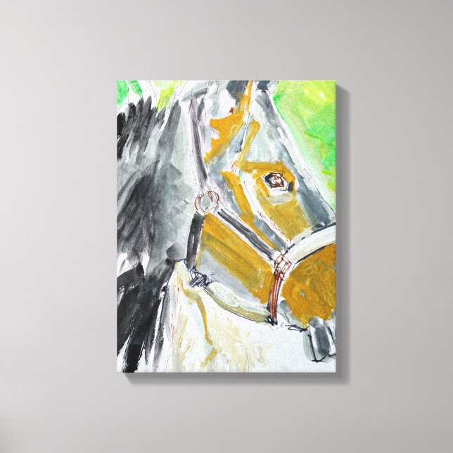 Grå häst med tygel expressionist canvastryck (Framsida)