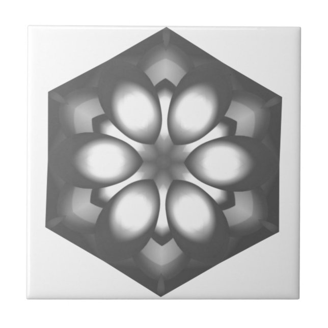Grå hexagon blomma kakelplatta (Framsidan)