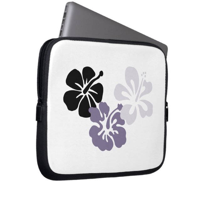 Grå hibiskuselektronik hänger lös laptop sleeve (Framsidan Höger)