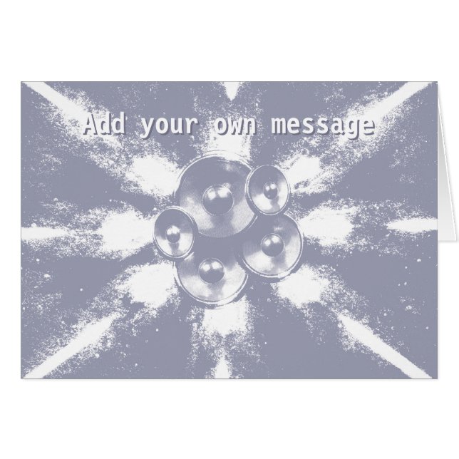 Grå högkontrastmusikhögtalare hälsningskort (Framsidan Horizontal)