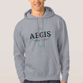 Grå hoodie - Skiktad teal logotyp