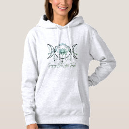Grå hoodie, trippelgudinna & lotusgrön t shirt
