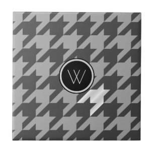 Grå Houndstooth-platta med silveraccent Kakelplatta