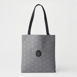 Grå Houndstooth-väska med silveraccent Tygkasse