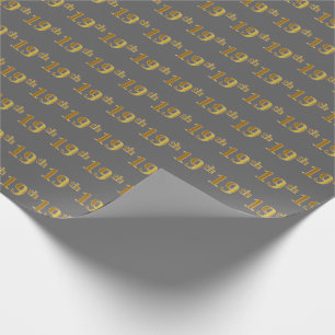 Grå, imitation guld 19:e (nittonde) begivenhet presentpapper