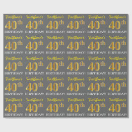 Grå, imitation guld look "40-årsdag" presentpapper