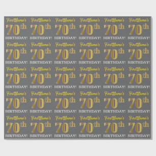 Grå, imitation guld utseende "70-årsdag" presentpapper