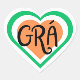 Grá - irländsk kärleksdesign - irländska hjärtformat klistermärke