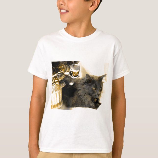 Grå julkattunge IIII Tee Shirt (Framsida)