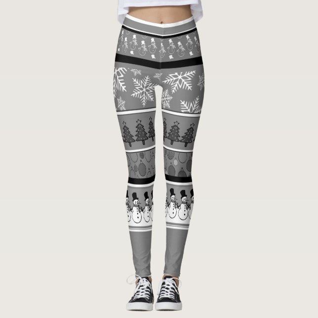 Grå julklänningsbyxor leggings (Framsida)