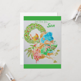 Grå julkort för pojkar kort