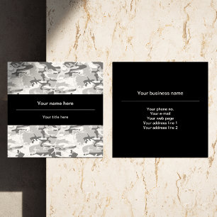 Grå kamouflage, vinter kamouflage, snö kamouflage, fyrkantigt visitkort