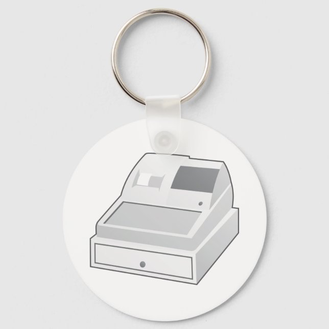 Grå Kassaregister Minimalistisk Detaljhandel Nyckelring (Framsida)
