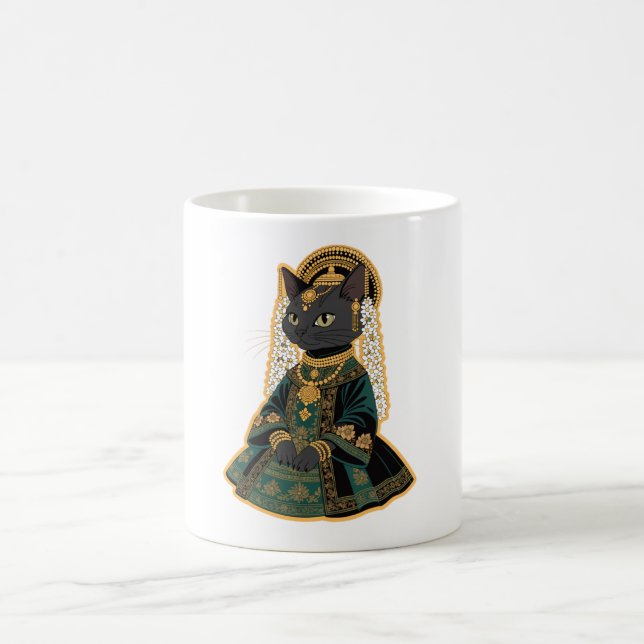 Grå Katt Bröllopsgudinna Kaffe Mugg (Center)