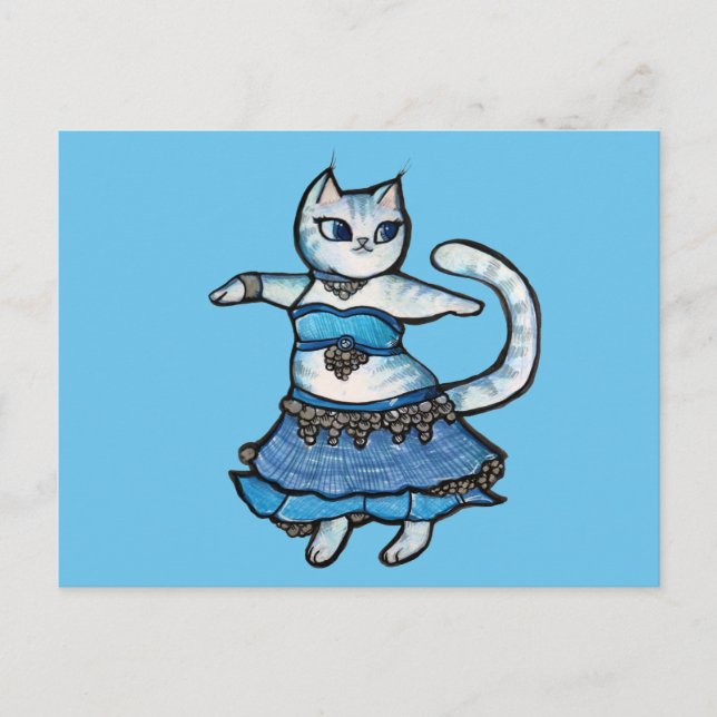 Grå Katt Bukdansare                              Vykort (Framsida)