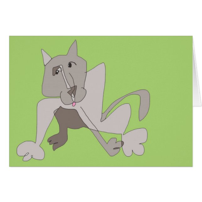 Grå katt hälsningskort (Framsidan Horizontal)