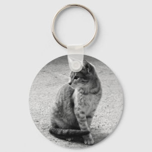 Grå katt Keychain Nyckelring