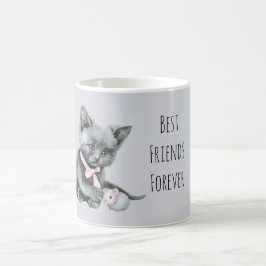 Grå Katt Mus Bästa Vänner För Evigt Kaffemugg