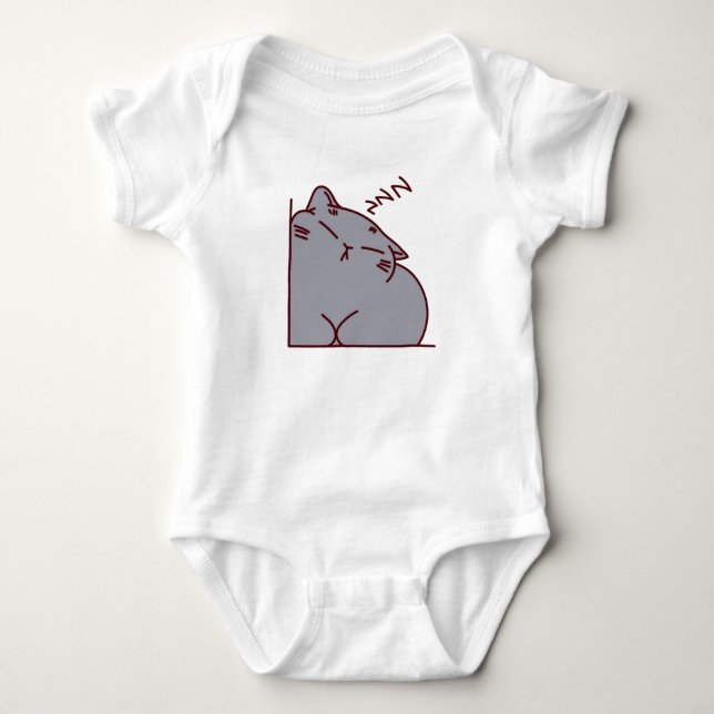 Grå katt som sover  t shirt (Framsida)