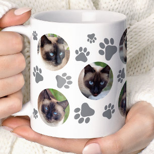 Grå Katt Tassavtryck 8 Foto Collage Kaffemugg