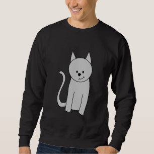Grå kattCartoon. Lång Ärmad Tröja
