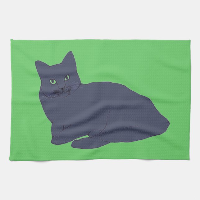 Grå kattduk kökshandduk (Horisontell)