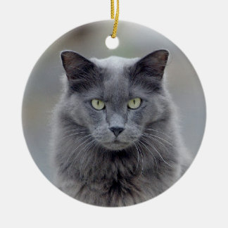 Grå kattjulprydnad julgransprydnad keramik