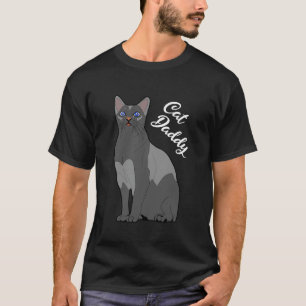 Grå kattpappa katt med blåa ögon för kattpappa Des T Shirt