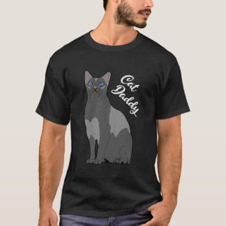 Grå kattpappa med blåa ögon för kattpappa Desi T Shirt